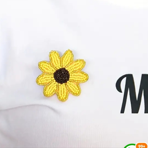 BEADED SUNFLOWER Boho  Embellished Brooch Pin - Picture 4 of 4